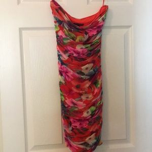 Express strapless tropical dress